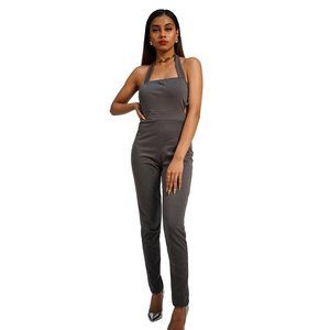 Womens Polyester and Spandex Hang Neck jumpsuit